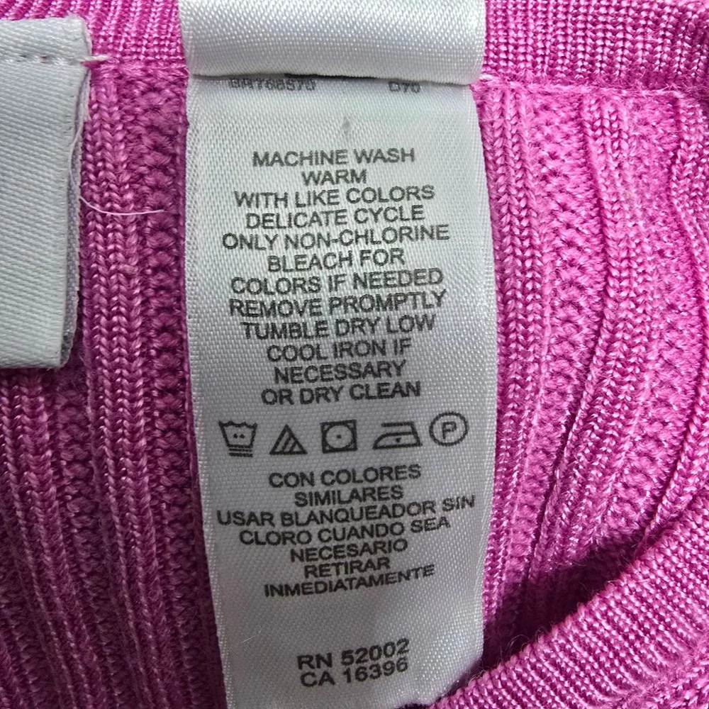 Women's Liz Claiborne Petite Pink Ribbed Crew Neck Sweater LP - Picture 7 of 7